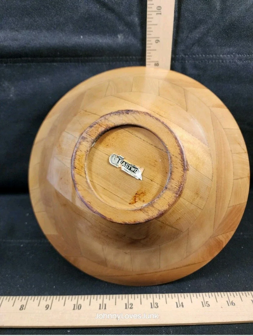 Vintage Eastwood Japan Maple Segmented Wood Bowl Mid Century Partial Label